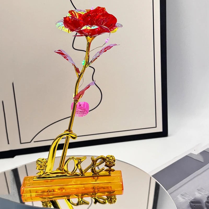 Crystal Rose with Love Stand