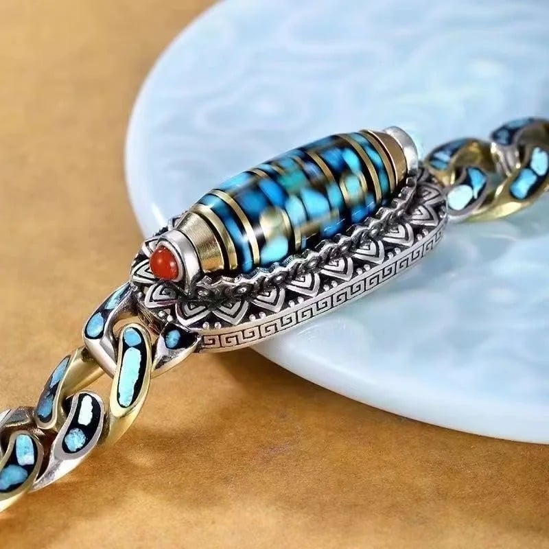 Nine-eyed Dzi Bead Bracelet