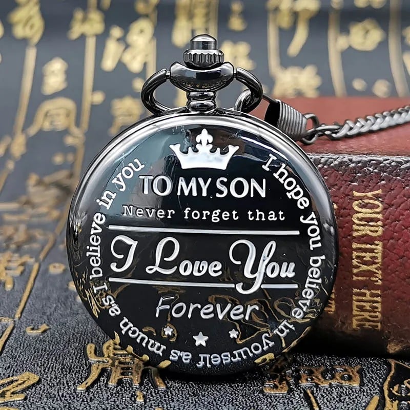 To My Son Quartz Pocket Chain Watch
