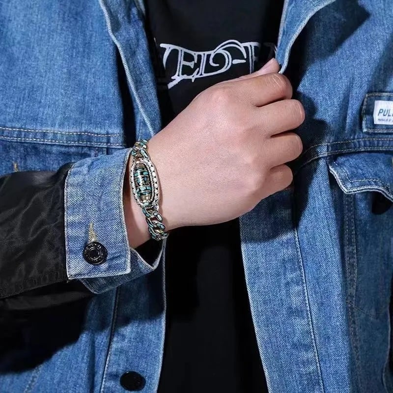 Nine-eyed Dzi Bead Bracelet