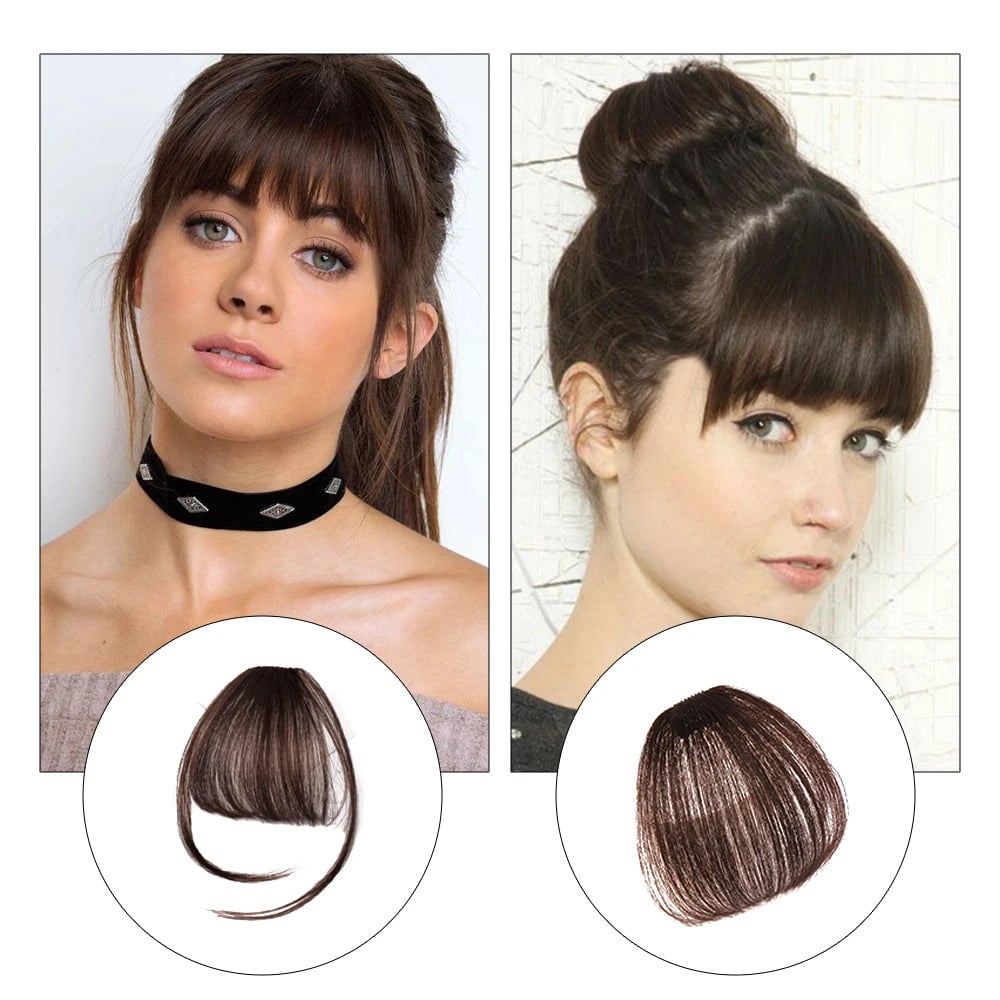 Natural Human Hair Curved Wispy Clip in Bangs