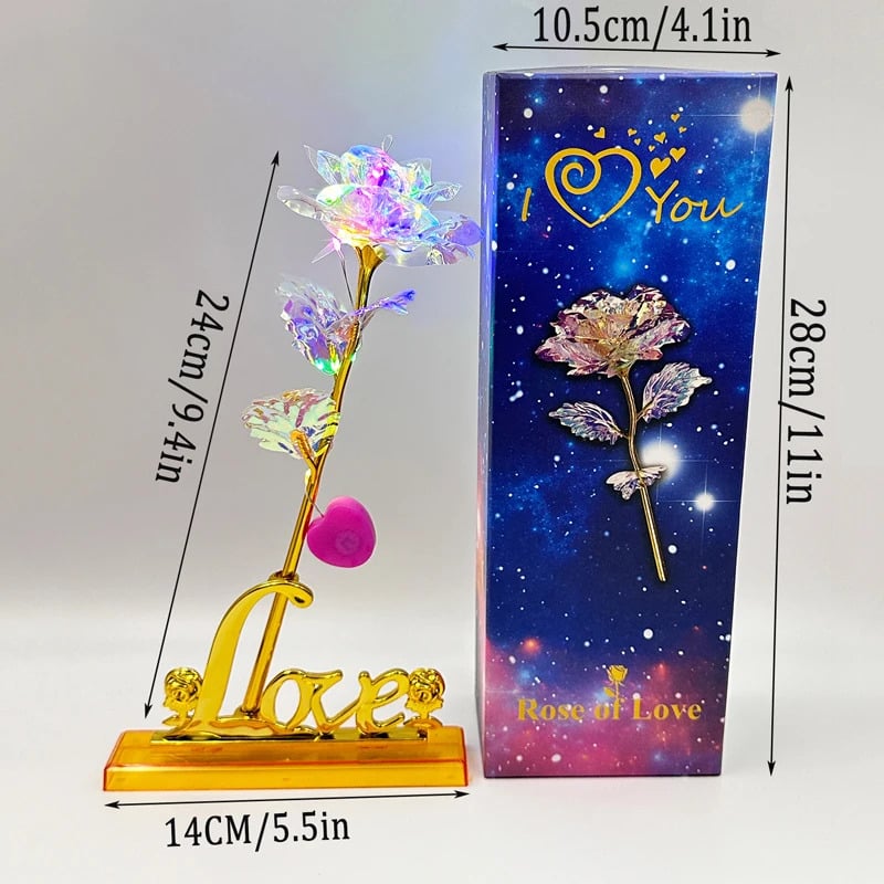 Crystal Rose with Love Stand