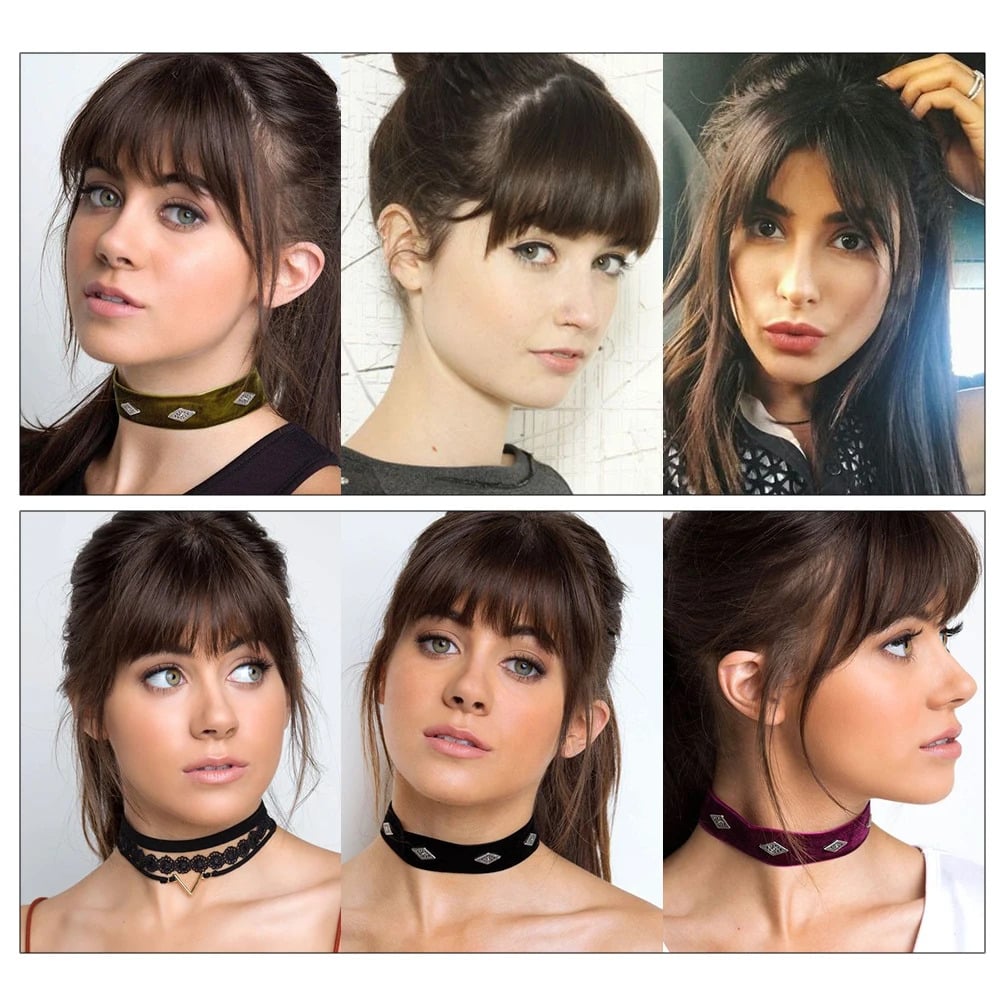 Natural Human Hair Curved Wispy Clip in Bangs