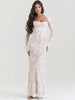 Shawl Drawstring Lace Maxi Dress
