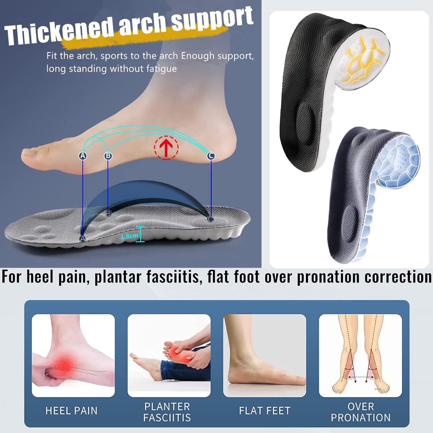 4D Orthopedic Sport Insoles Soft Breathable High-elasticity Shock