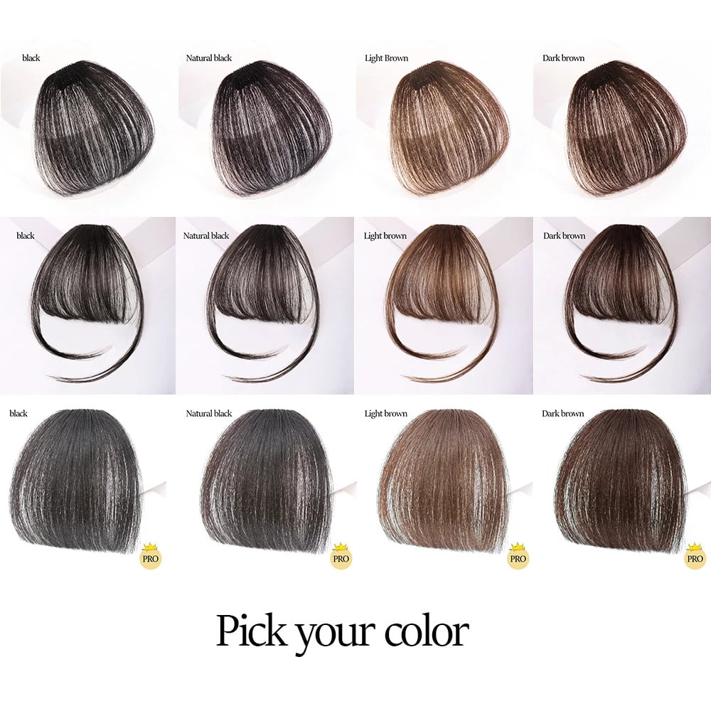 Natural Human Hair Curved Wispy Clip in Bangs