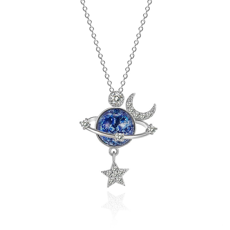Moon & Stars Planet Necklace
