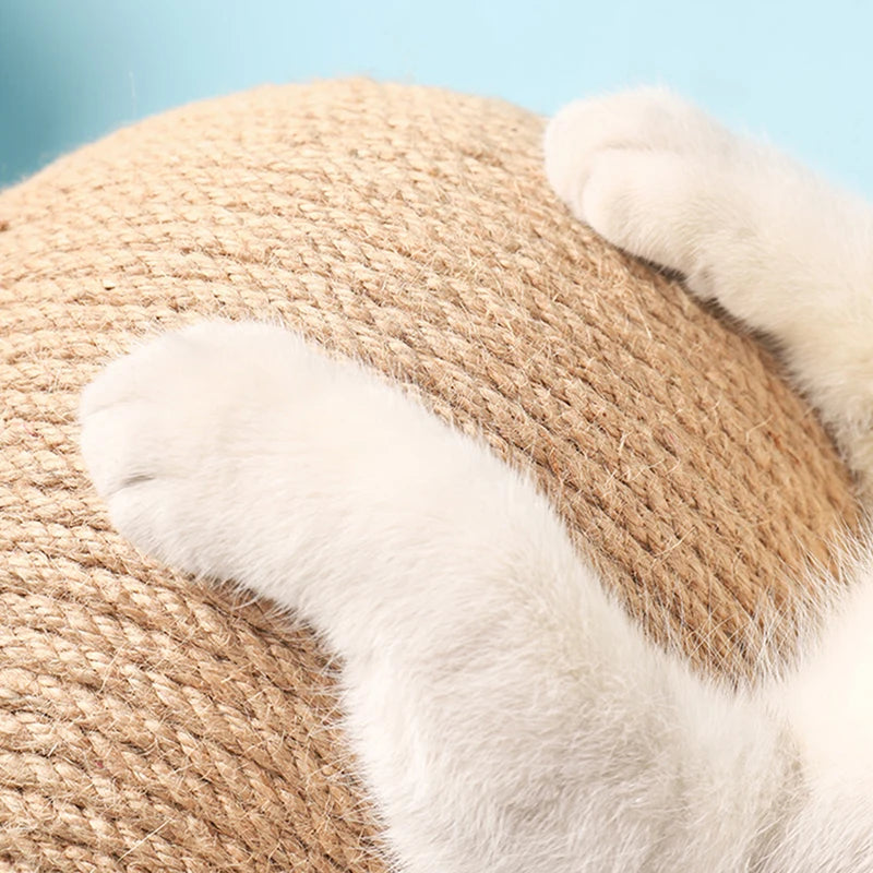 Solid Wood Natural Sisal Scratcher Ball Toy