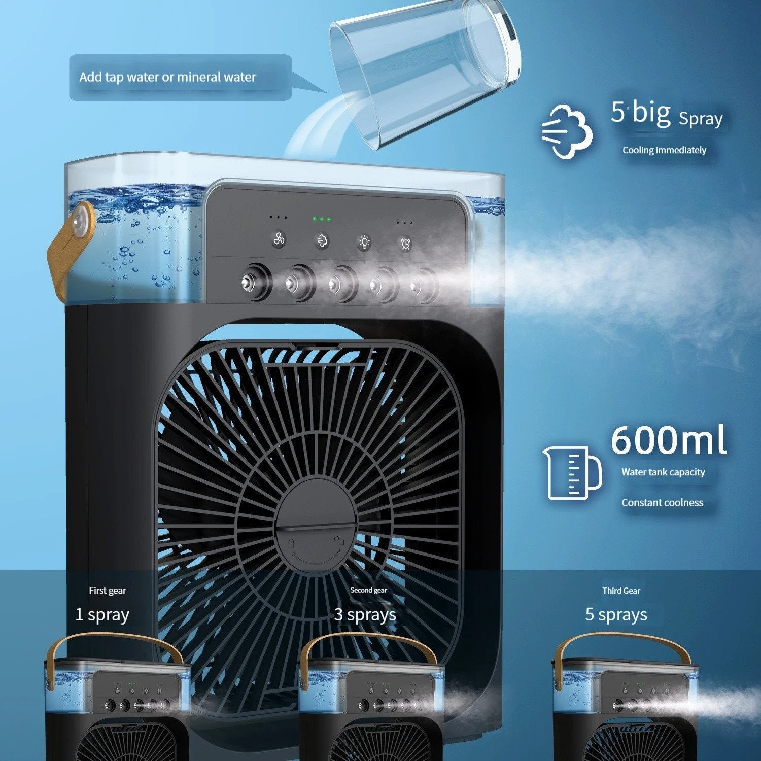3 in 1 Ice Mist Portable Air Cooler