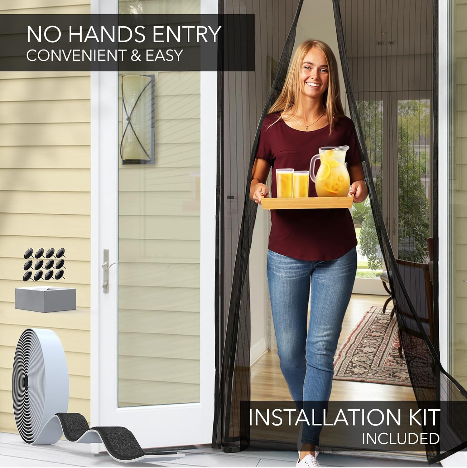 Anti Mosquito Magnetic Self Closing Mesh Screen Door