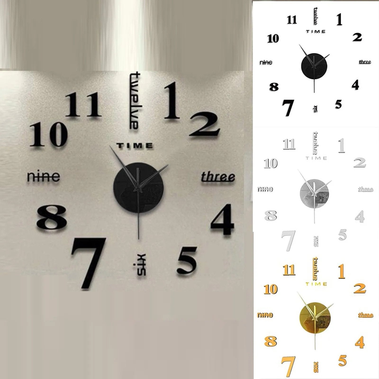 3D Wall Decal Decorative Clock