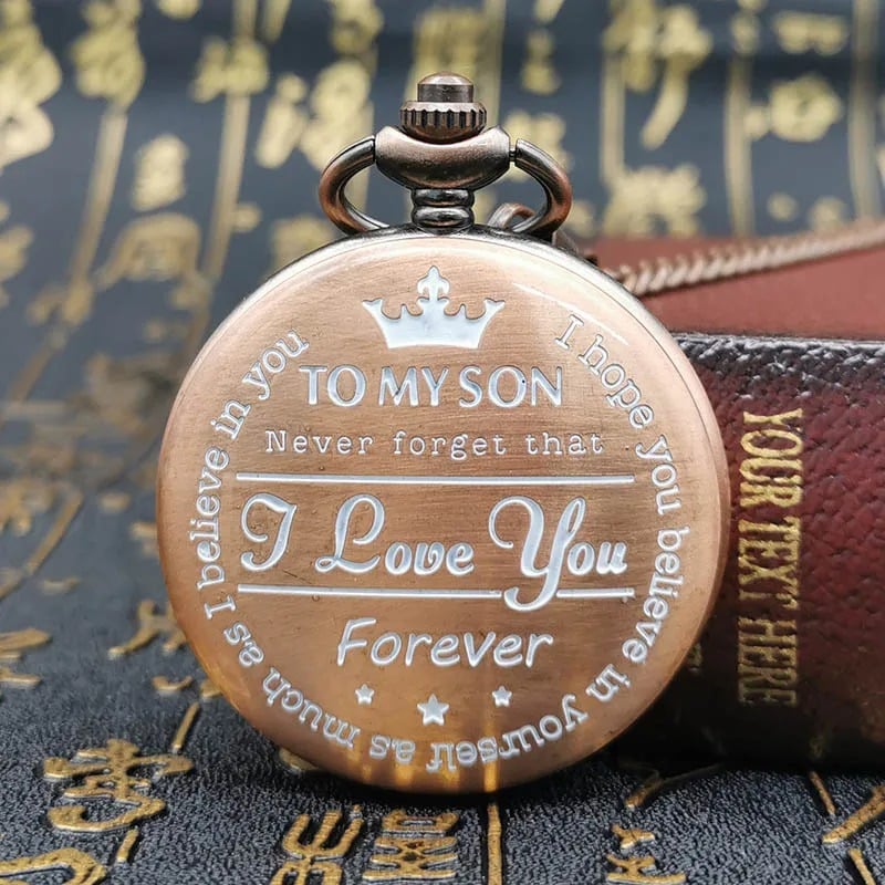 To My Son Quartz Pocket Chain Watch
