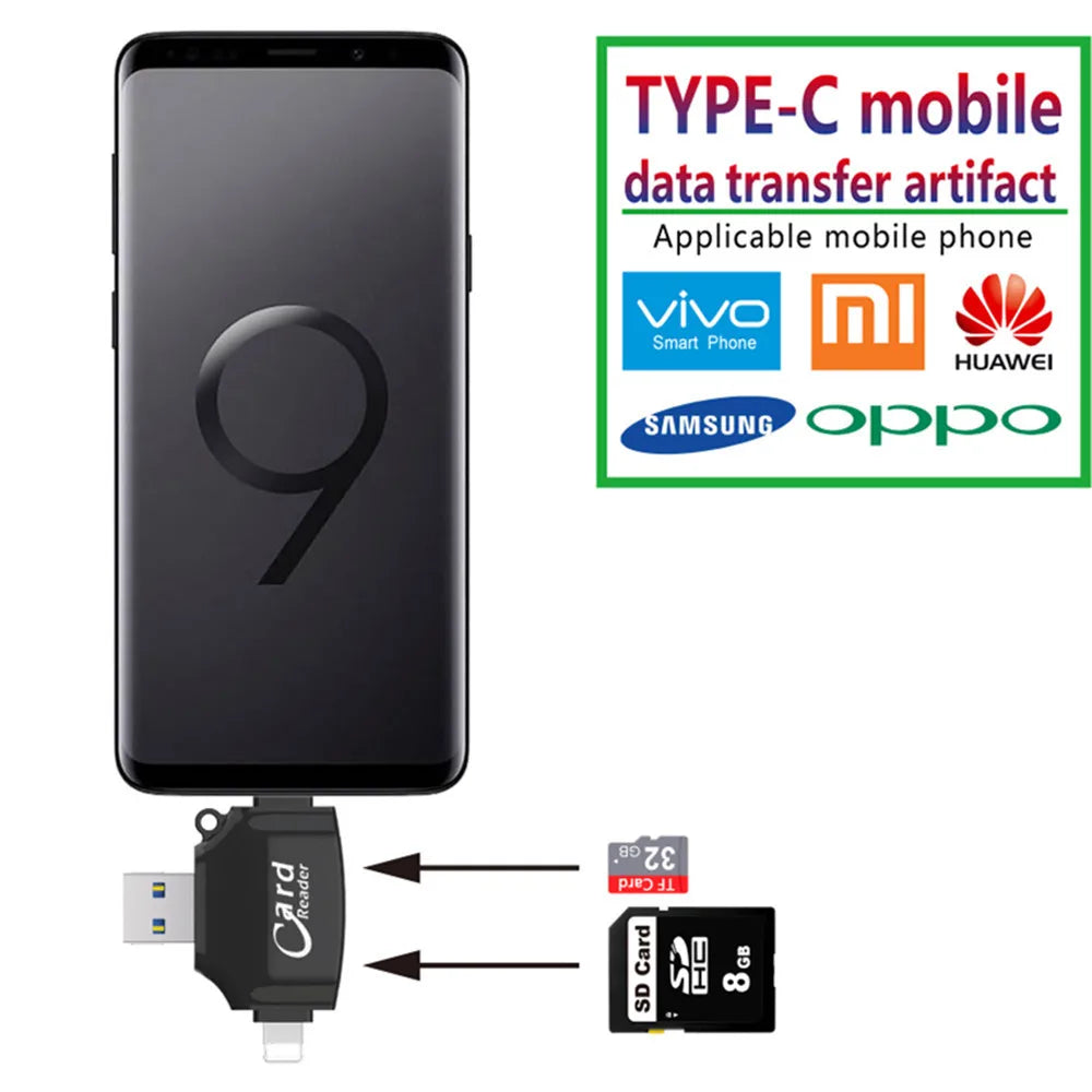 Multi-Port 4 in1 Universal SD TF Card Reader