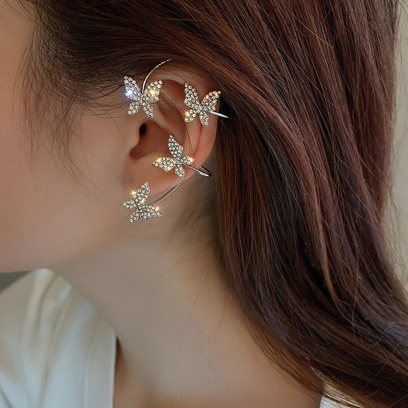 BUTTERFLY TASSEL STYLE ZIRCON EARRINGS (2 PCS)
