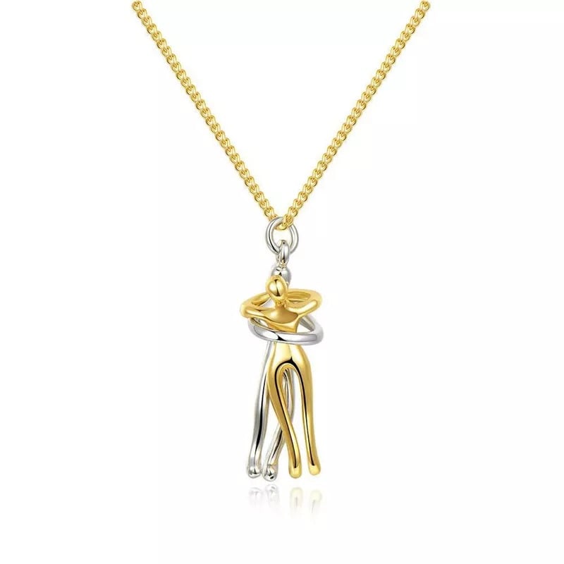 Couple Hugging Pendant Necklace
