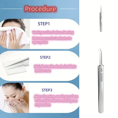 Professional Ultra-fine No.5 Acne Blackhead Removal Tweezers (Pcs 3)